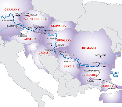 Grand Danube Cruise map
